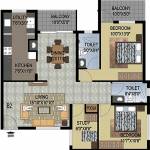 Uniworth Serenity (2BHK+2T (1,332 sq ft) + Study Room 1332 sq ft)