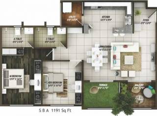 Concorde Epitome (2BHK+2T (1,191 sq ft) 1191 sq ft)