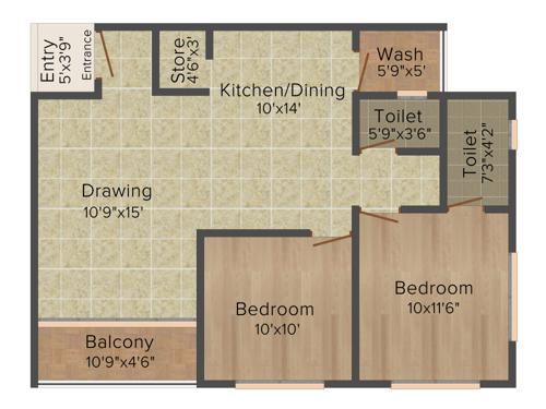 Ami Sanidhya Harmony (2BHK+2T (1,395 sq ft) 1395 sq ft)