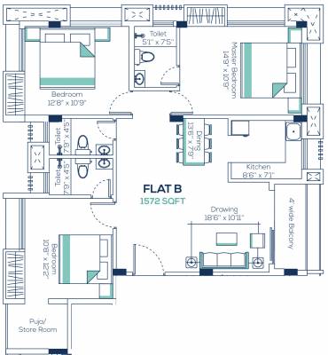 Isha Villa (3BHK+3T (1,572 sq ft) + Pooja Room 1572 sq ft) Isha Villa (3BHK+3T (1,572 sq ft) + Pooja Room 1572 sq ft)