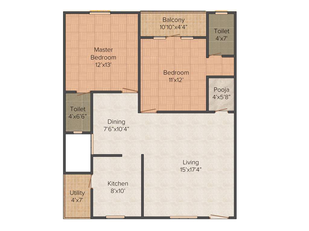 Citadil River Oaks (2BHK+2T (1,189 sq ft) + Pooja Room 1189 sq ft)