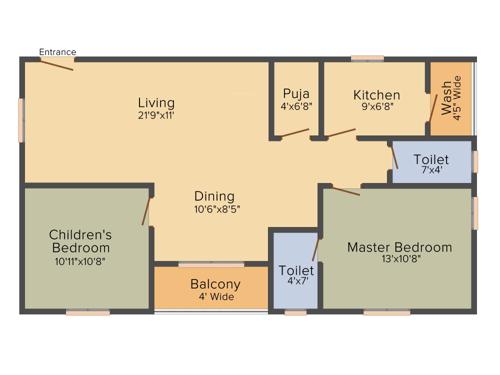 Surya Saketh Classic (2BHK+2T (1,220 sq ft) + Pooja Room 1220 sq ft)