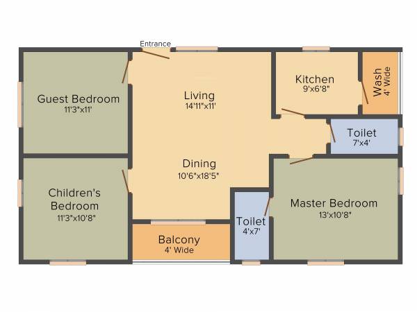 Surya Saketh Classic (3BHK+2T (1,250 sq ft) 1250 sq ft)