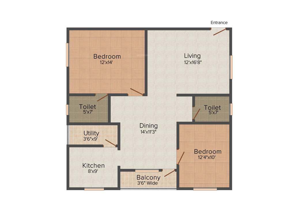 Green Rose Manshion (2BHK+2T (1,189 sq ft) 1189 sq ft)