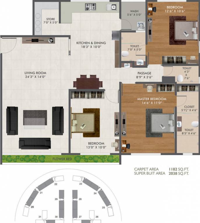 Green Green City Gold (3BHK+3T (2,038 sq ft) 2038 sq ft) Green Green City Gold (3BHK+3T (2,038 sq ft) 2038 sq ft)