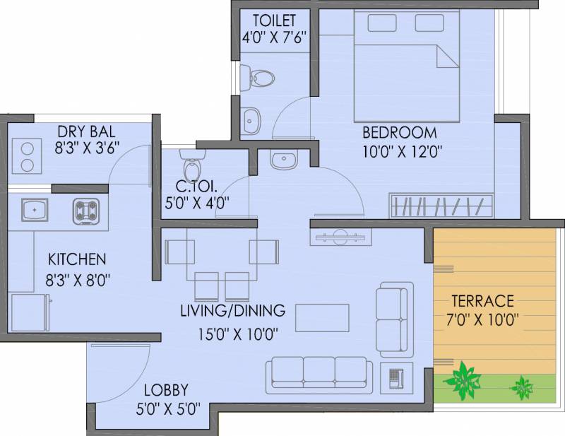 Neeti Heritage (1BHK+2T (679 sq ft) 679 sq ft)
