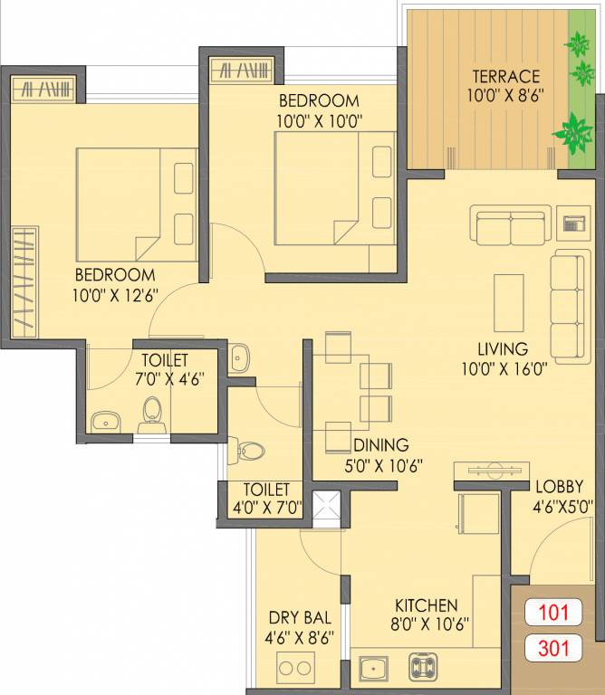 Neeti Heritage (2BHK+2T (973 sq ft) 973 sq ft) Neeti Heritage (2BHK+2T (973 sq ft) 973 sq ft)