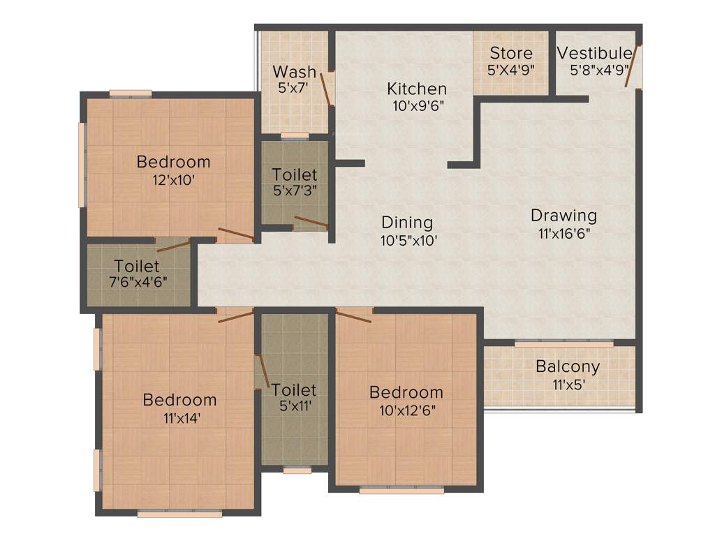 Raison Casa Elite (3BHK+3T (1,908 sq ft) 1908 sq ft)