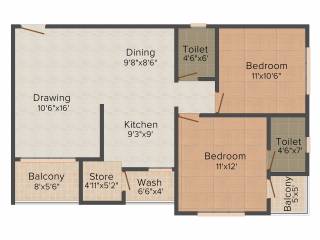 Raison Casa Elite (2BHK+2T (1,359 sq ft) 1359 sq ft) Raison Casa Elite (2BHK+2T (1,359 sq ft) 1359 sq ft)