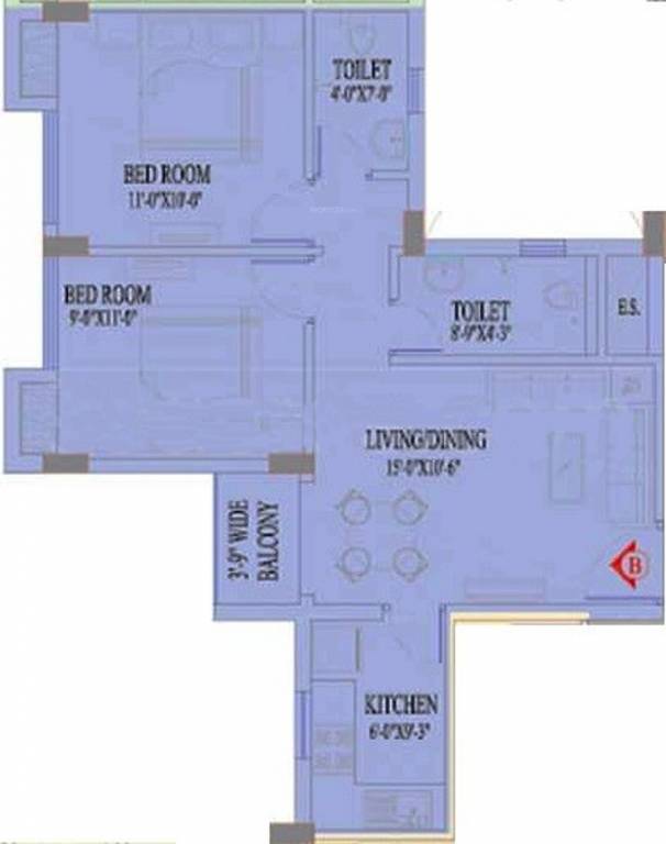 Vinayak Nautical (2BHK+2T (844 sq ft) 844 sq ft)