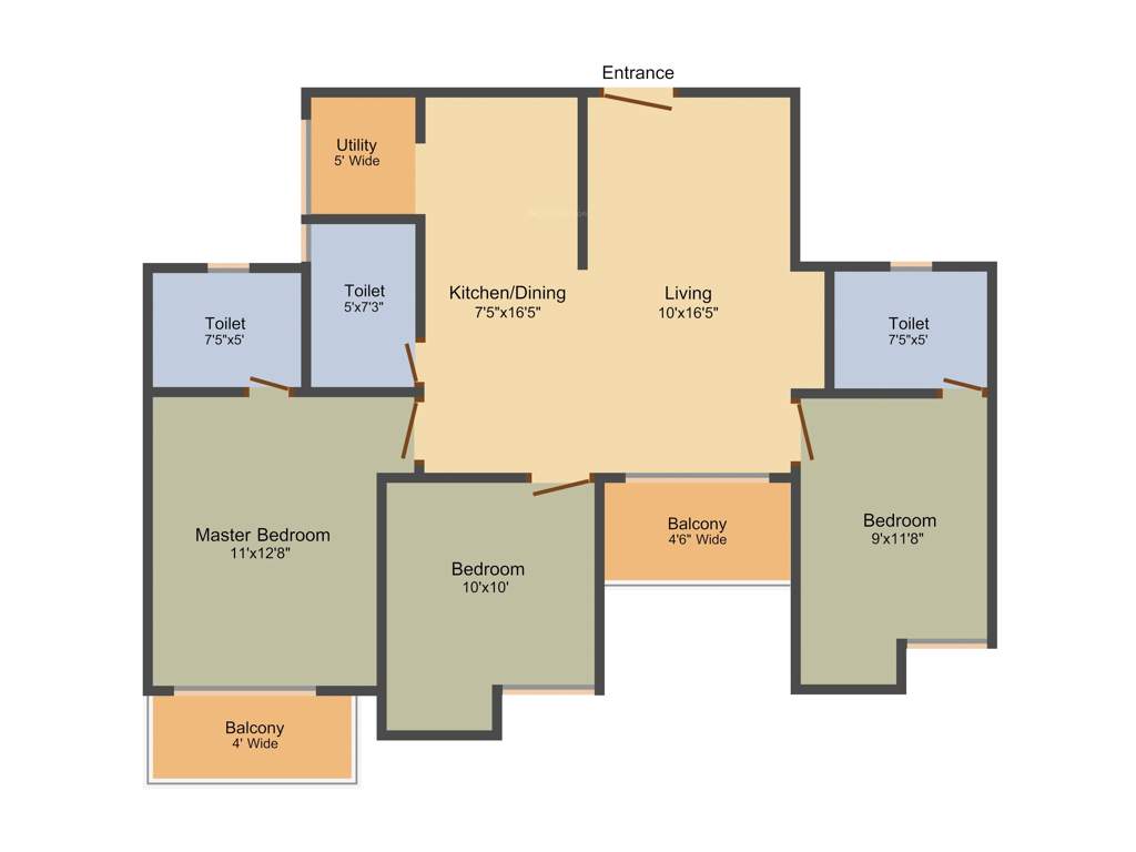 Meda Eternity (3BHK+3T (1,245 sq ft) 1245 sq ft)