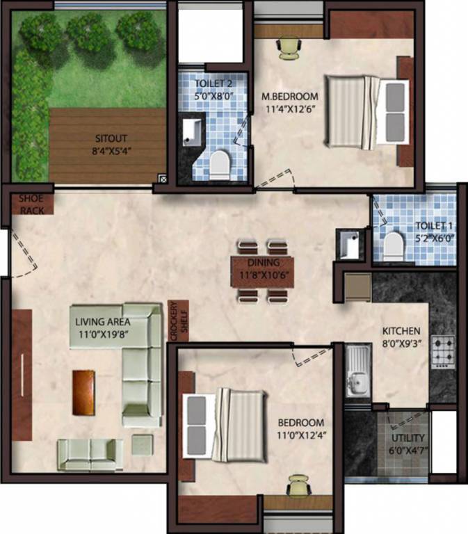 Upscale Golden Lotus (2BHK+2T (1,137 sq ft) 1137 sq ft)