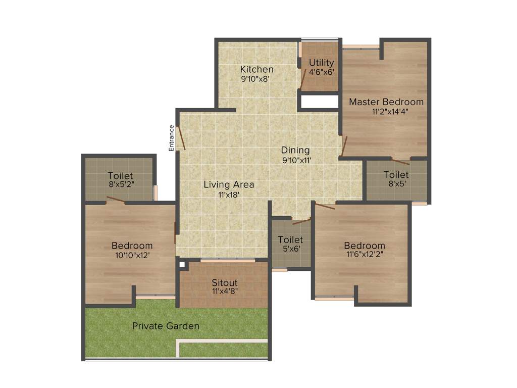 Upscale Golden Lotus (3BHK+3T (1,378 sq ft) 1378 sq ft)