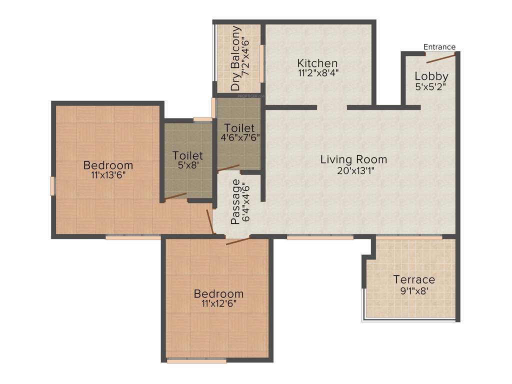 Pride Purple Park Turquoise (2BHK+2T (1,220 sq ft) 1220 sq ft)