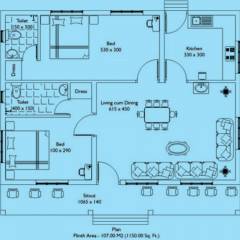 Mather Builders Misty Medows Floor Plan (2BHK+2T (1,150 sq ft) 1150 sq ft)