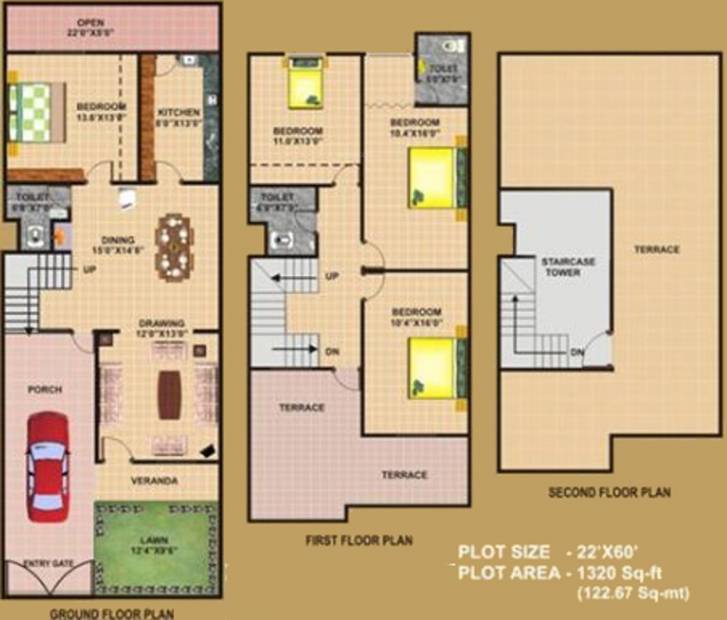 Agrawal Builders Sagar Royal Villas Floor Plan (4BHK+4T)