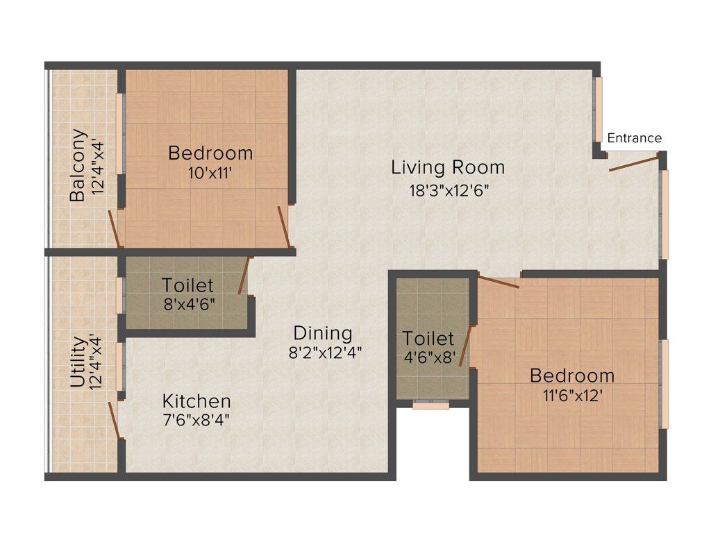Peace Desire (2BHK+2T (1,296 sq ft) 1296 sq ft)