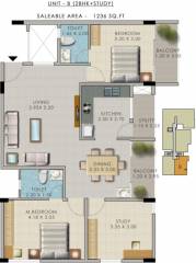 Unitac Avonlea (2BHK+2T (1,236 sq ft) + Study Room 1236 sq ft) Unitac Avonlea (2BHK+2T (1,236 sq ft) + Study Room 1236 sq ft)