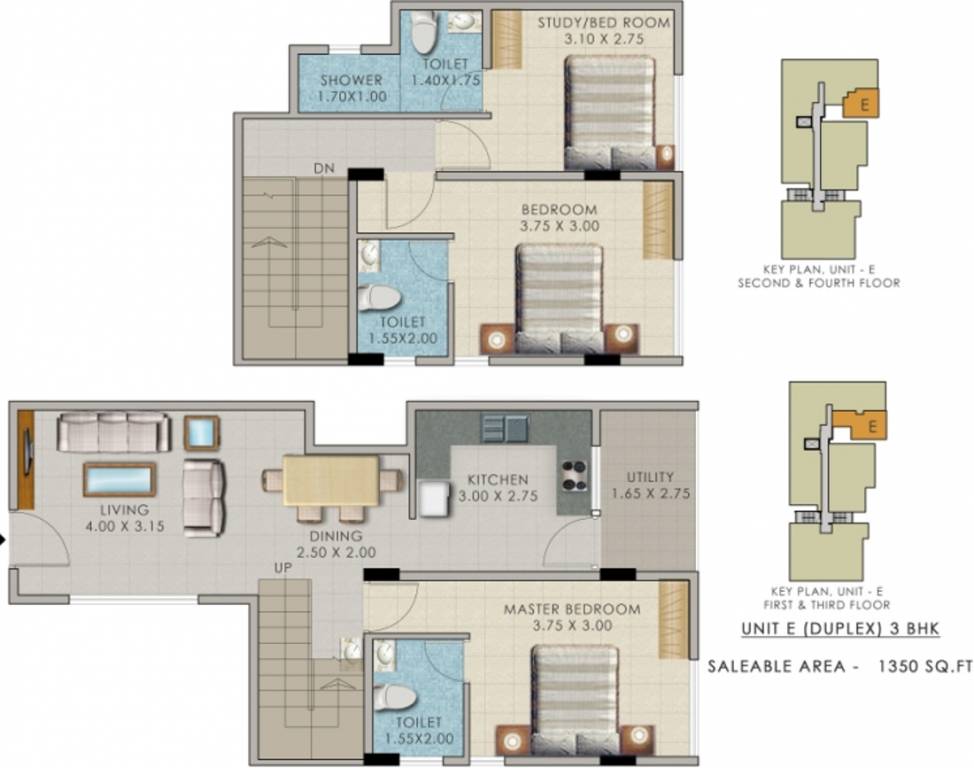 Unitac Avonlea (3BHK+3T (1,350 sq ft) 1350 sq ft) Unitac Avonlea (3BHK+3T (1,350 sq ft) 1350 sq ft)