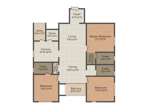 Rainbow Siddhachal (3BHK+3T (1,730 sq ft) + Pooja Room 1730 sq ft)