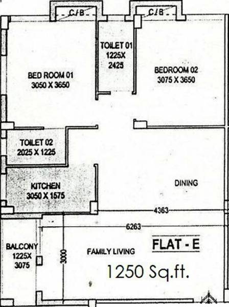 Envision Deb Kunj (2BHK+2T (1,250 sq ft) 1250 sq ft)