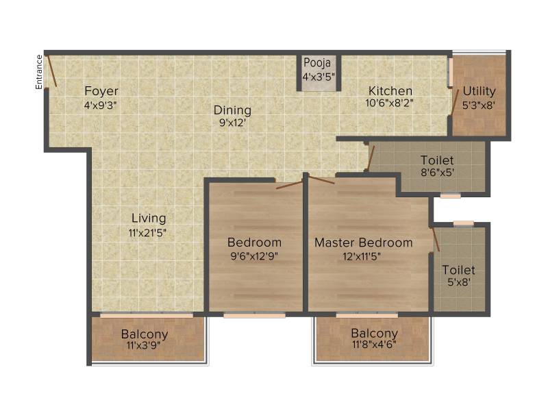 Hoysala Habitat (2BHK+2T (1,446 sq ft)   Pooja Room 1446 sq ft)