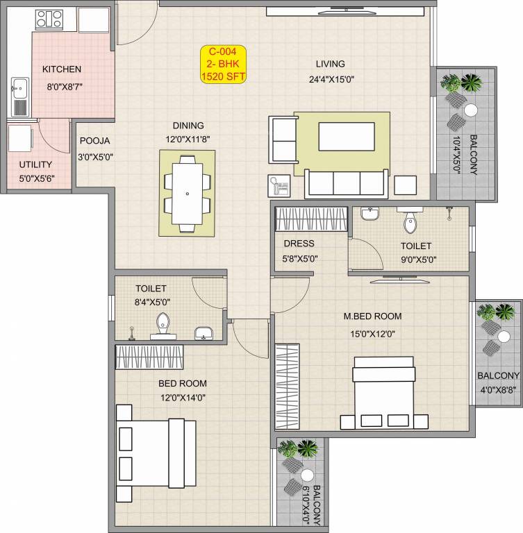 Hoysala Habitat (2BHK+2T (1,520 sq ft) Pooja Room 1520 sq ft) Hoysala Habitat (2BHK+2T (1,520 sq ft) Pooja Room 1520 sq ft)