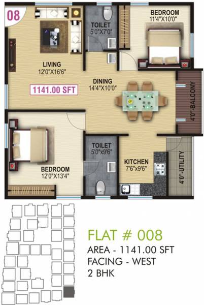 Shri Balaji Ocean (2BHK+2T (1,141 sq ft) 1141 sq ft)