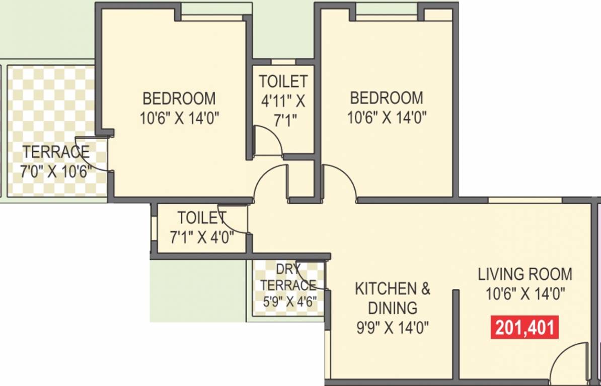 Harshad Ashok Nagar Phase III (2BHK+2T (1,058 sq ft) 1058 sq ft)