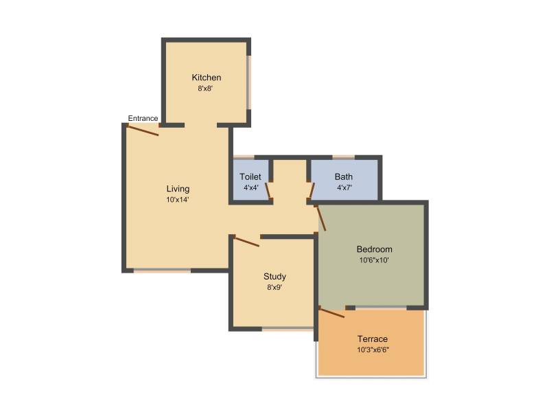 Aurum Vatika Phase 3 (1BHK+1T (701 sq ft) + Study Room 701 sq ft)