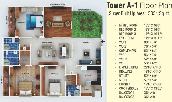 Dream Valencia (3BHK+3T (3,031 sq ft) 3031 sq ft)