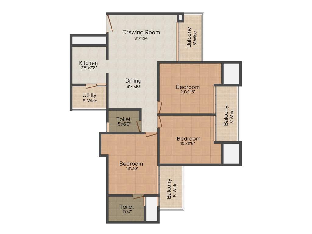 Eros Sampoornam I (3BHK+2T (1,350 sq ft) 1350 sq ft)