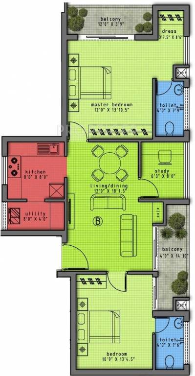 Prachodaya Ekanta (2BHK+2T (1,191 sq ft) Study Room 1191 sq ft) Prachodaya Ekanta (2BHK+2T (1,191 sq ft) Study Room 1191 sq ft)