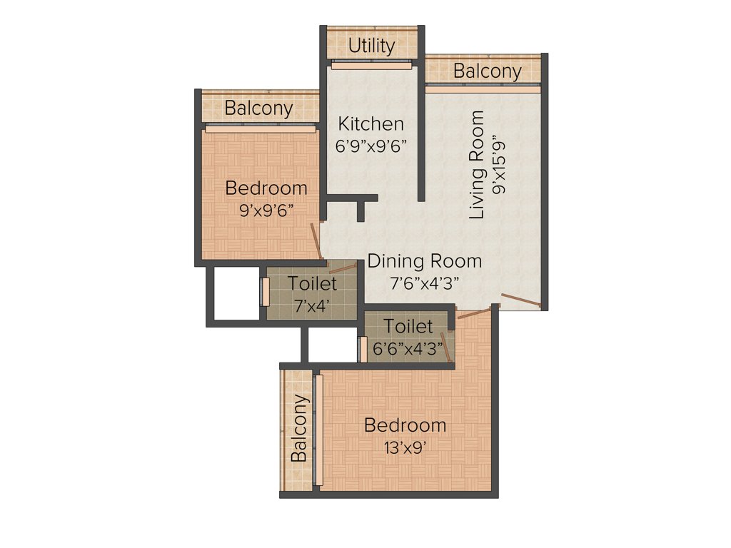 Jain Enterprises Darshan 2BHK+2T (990 sq ft)