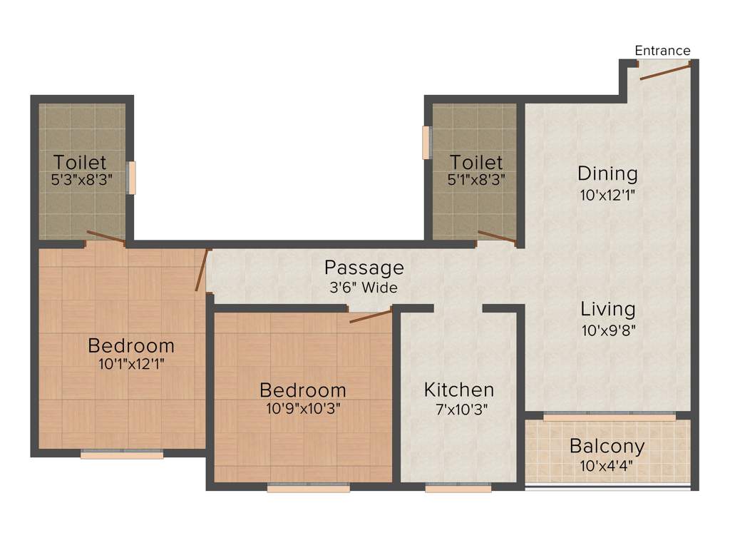 Ideal Greens (2BHK+2T (1,085 sq ft) 1085 sq ft)