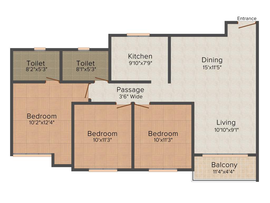 Ideal Greens (3BHK+3T (1,385 sq ft) 1385 sq ft)