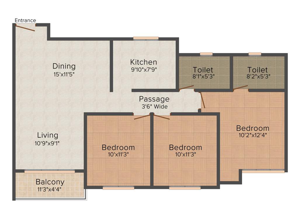 Ideal Greens (3BHK+3T (1,400 sq ft) 1400 sq ft)