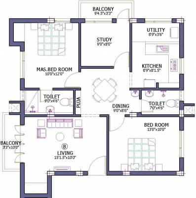 Firm Vaibhav (2BHK+2T (1,165 sq ft) + Study Room 1165 sq ft)