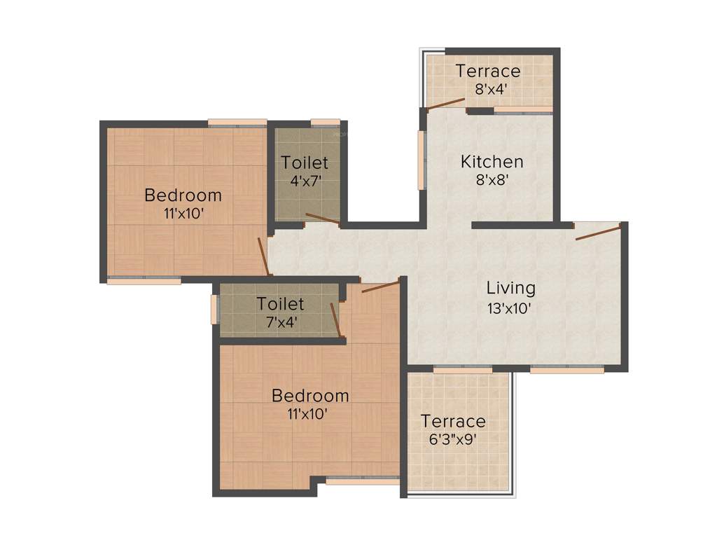 Arihanta Aastha (2BHK+2T (900 sq ft) 900 sq ft)