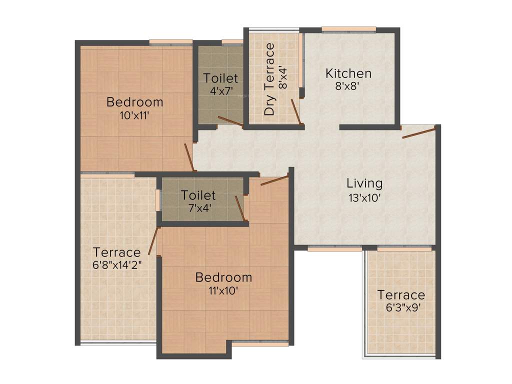 Arihanta Aastha (2BHK+2T (1,038 sq ft) 1038 sq ft)