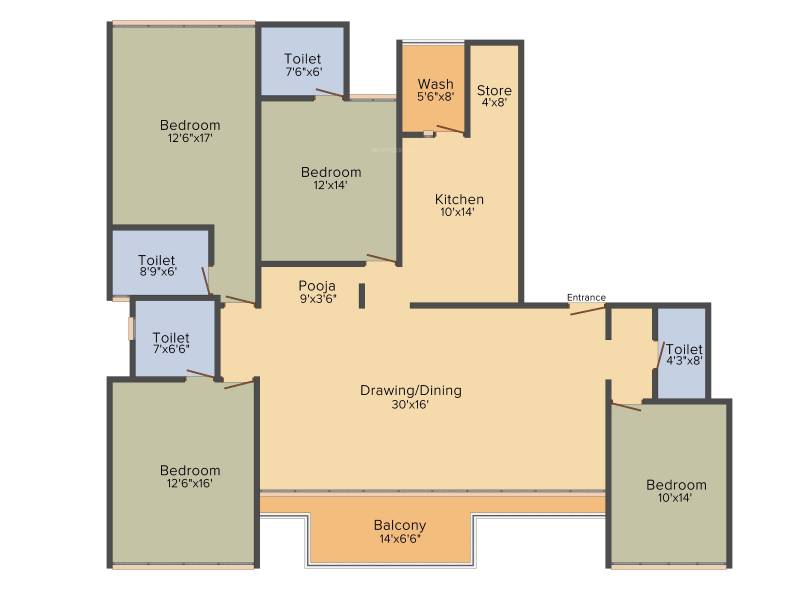 Shree 42 Parkview (4BHK+4T (3,402 sq ft) + Pooja Room 3402 sq ft)