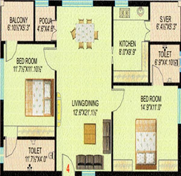Ashok Rohith Grand (2BHK+2T (1,165 sq ft) + Pooja Room 1165 sq ft)