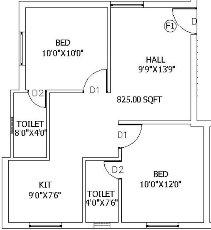SKC Saraswathy Homes (2BHK+2T (825 sq ft) 825 sq ft)