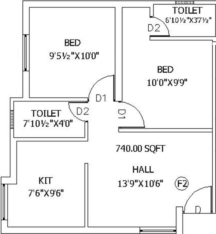 SKC Saraswathy Homes (2BHK+2T (740 sq ft) 740 sq ft)