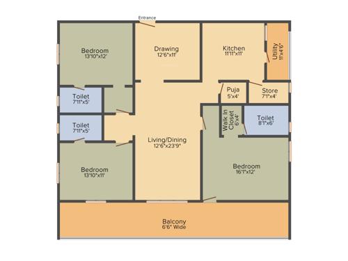 Western Exotica (3BHK+3T (2,452 sq ft) + Pooja Room 2452 sq ft)