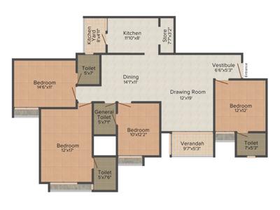 Goyal Orchid Heights (4BHK+4T (2,460 sq ft) 2460 sq ft)