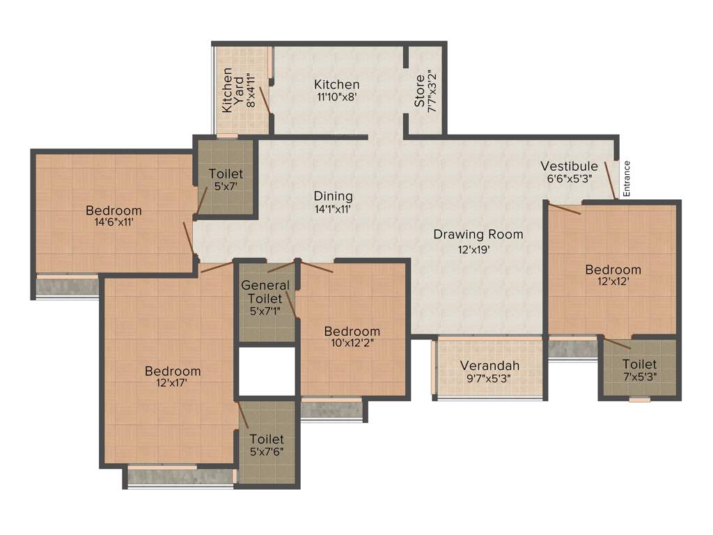 Goyal Orchid Heights (4BHK+4T (2,460 sq ft) 2460 sq ft)