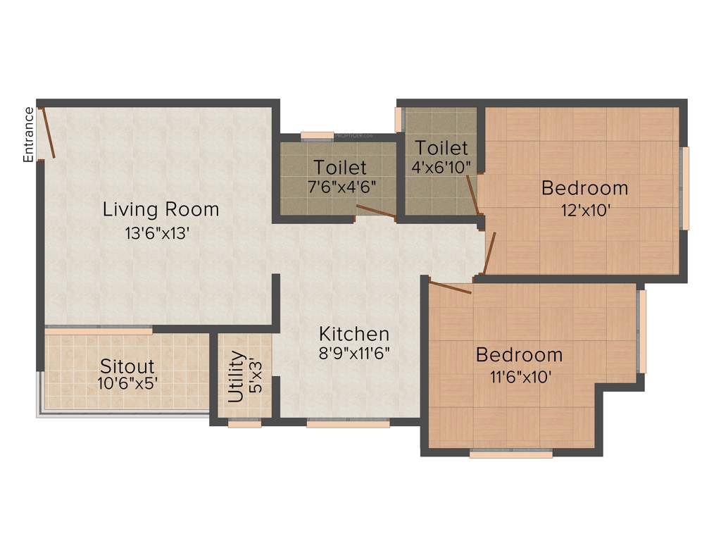 Shree Shivram Group Suvarna Siddhi 2BHK+2T (844 sq ft)