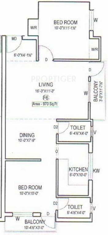 AP AP Esther Paul (2BHK+2T (970 sq ft) 970 sq ft)