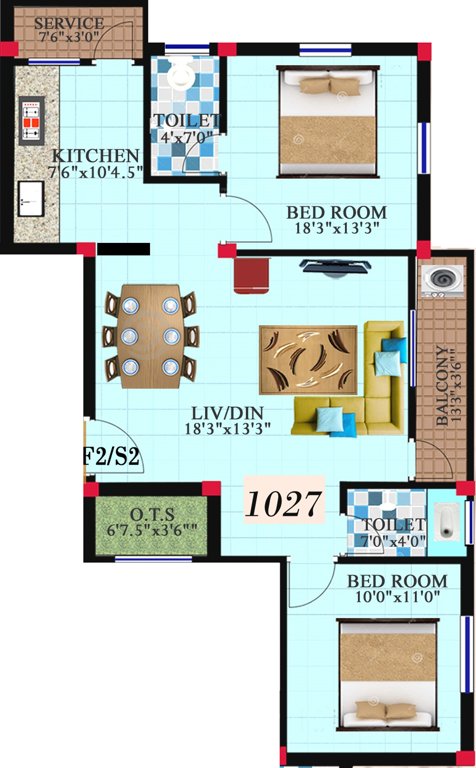 Reputed SL Enclave (2BHK+2T (1,027 sq ft) 1027 sq ft)